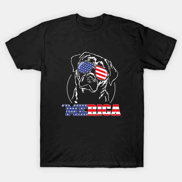 Proud Labrador Retriever American Flag Merica dog T-Shirt by wilsigns